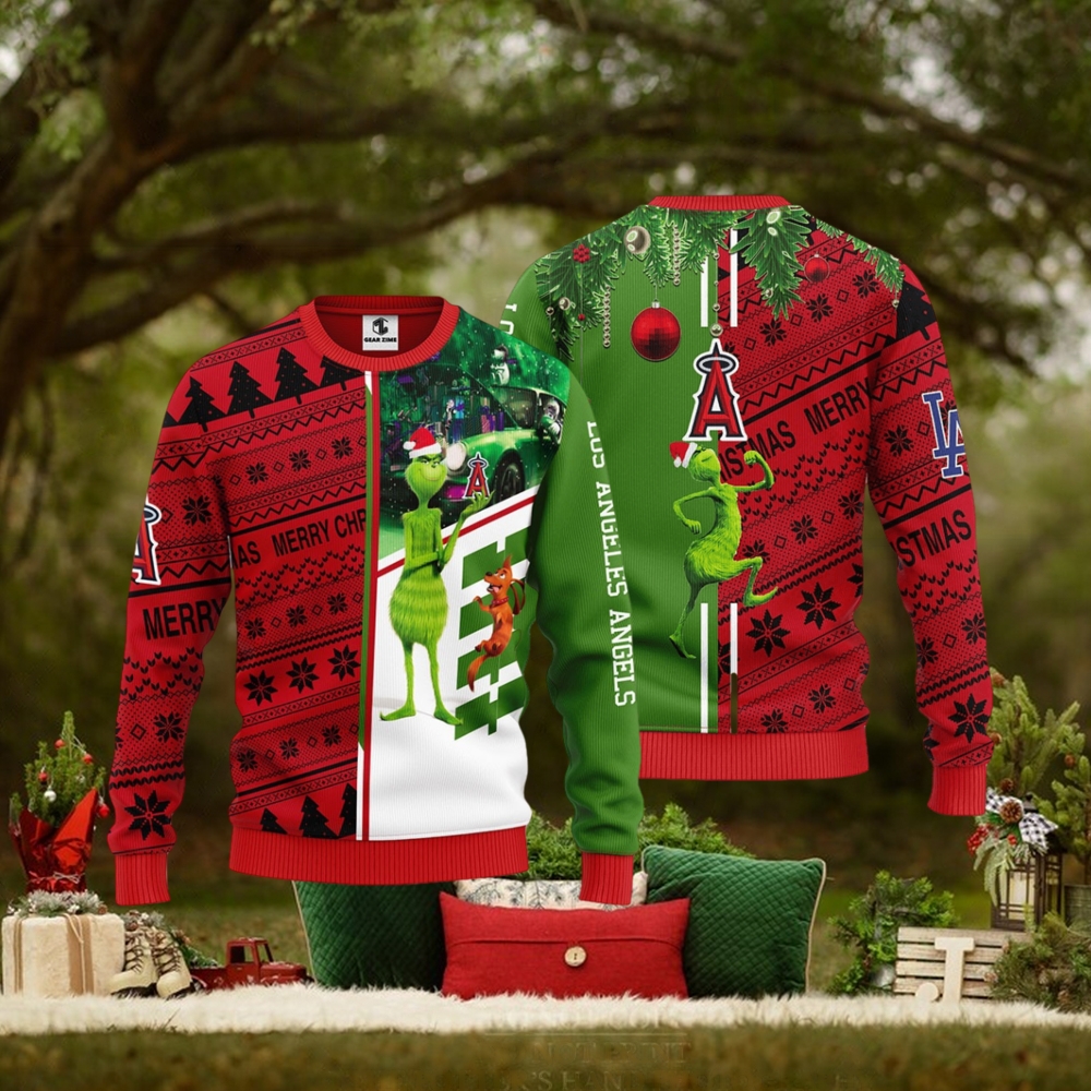 Los Angeles Angels Grinch & Scooby doo Christmas Ugly Sweater 1 Los Angeles Angels Grinch & Scooby doo Christmas Ugly Sweater 1