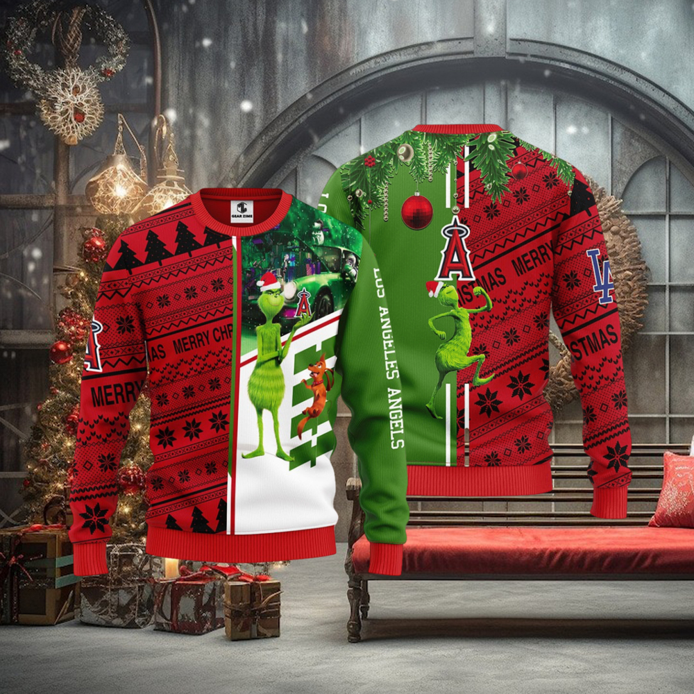 Los Angeles Angels Grinch & Scooby doo Christmas Ugly Sweater 1 Los Angeles Angels Grinch & Scooby doo Christmas Ugly Sweater 1