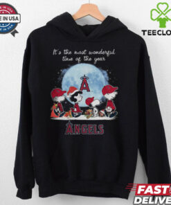 Los Angeles Angels It The Most Wonderful Time Of The Year Peanut Characters Christmas Shirt