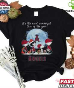 Los Angeles Angels It The Most Wonderful Time Of The Year Peanut Characters Christmas Shirt