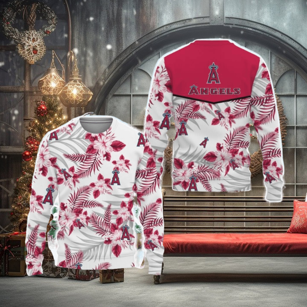 Los Angeles Angels Tropical Patterns Ugly Xmas Sweater Los Angeles Angels Tropical Patterns Ugly Xmas Sweater