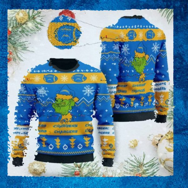 Los Angeles Chargers American NFL Football Team Logo Cute Grinch 3D Men And Women Ugly Sweater Shirt For Sport Lovers On Christmas Days