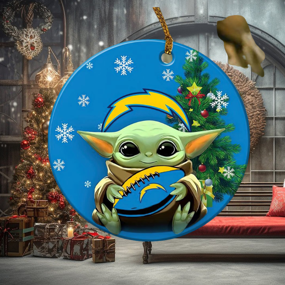 Los Angeles Chargers Baby Yoda NFL Football Ornaments 2022 Los Angeles Chargers Baby Yoda NFL Football Ornaments 2022