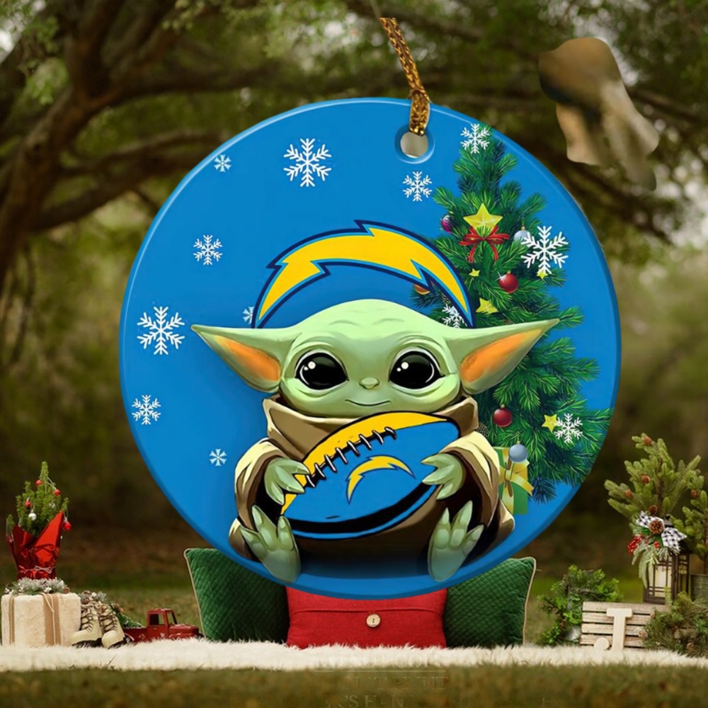 Los Angeles Chargers Baby Yoda NFL Football Ornaments 2022 Los Angeles Chargers Baby Yoda NFL Football Ornaments 2022