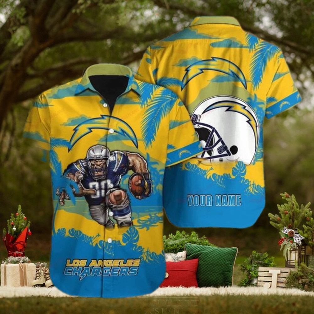 Los Angeles Chargers Custom Beach Outfit Hawaiian Shirt Funny NFL Los Angeles Chargers Custom Beach Outfit Hawaiian Shirt Funny NFL