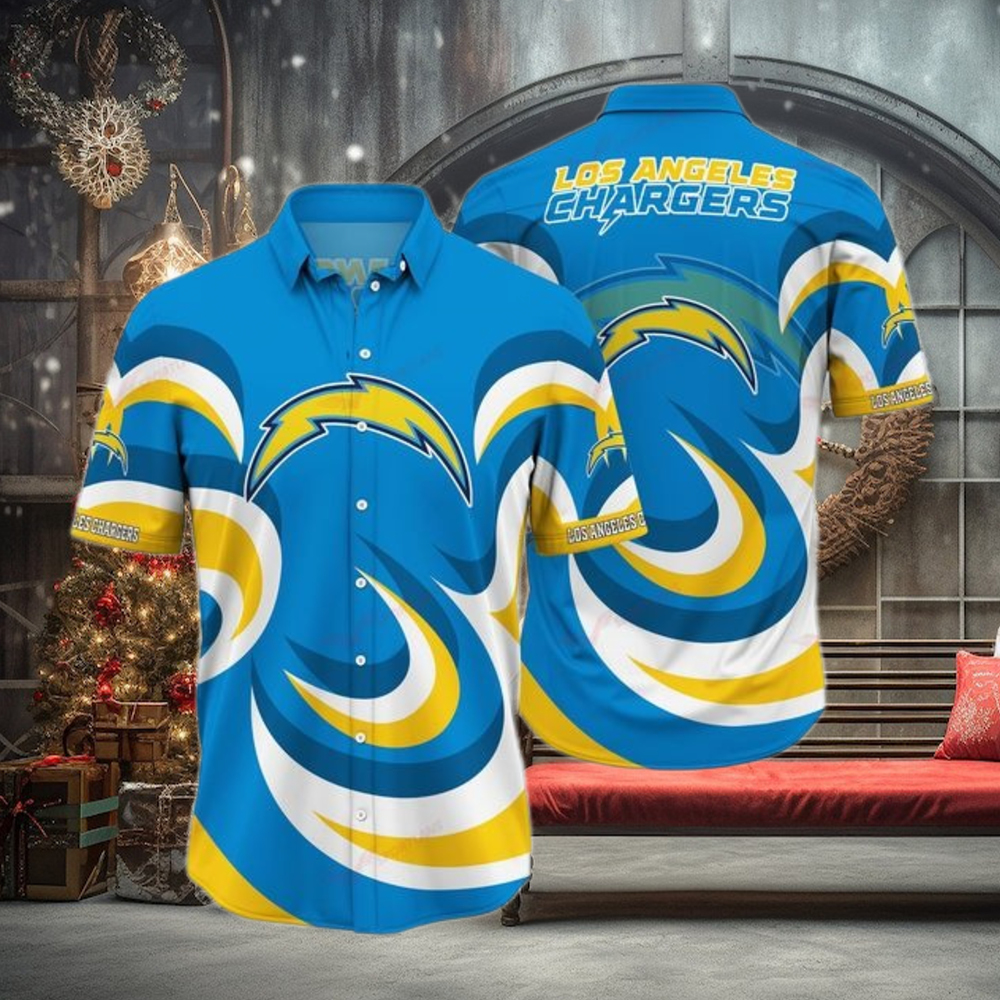 Los Angeles Chargers Custom Funny Hawaiian Shirt Beach Outfit Gift For Him Los Angeles Chargers Custom Funny Hawaiian Shirt Beach Outfit Gift For Him