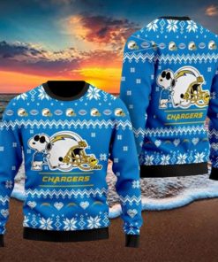 Los Angeles Chargers Cute The Snoopy Show Football Helmet 3D All Over Print Ugly Christmas Sweater