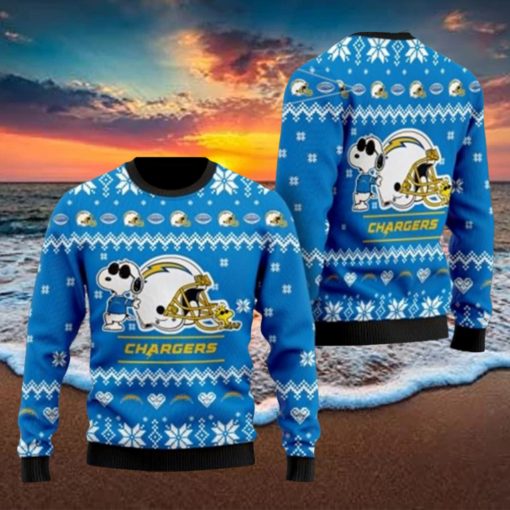 Los Angeles Chargers Cute The Snoopy Show Football Helmet 3D All Over Print Ugly Christmas Sweater