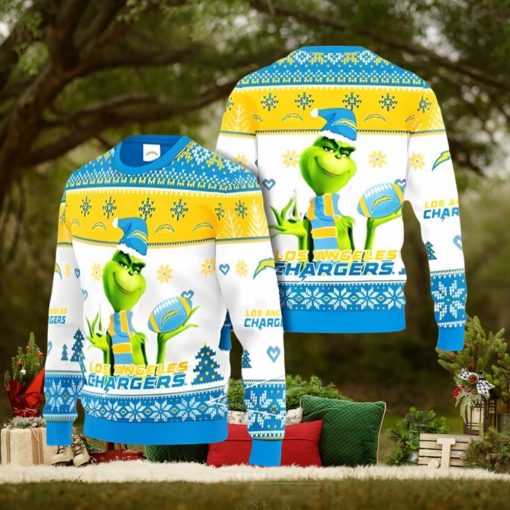 Los Angeles Chargers Grinch Ugly Christmas Sweater Xmas 3D Printed Christmas Sweater Gift
