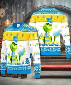 Los Angeles Chargers Grinch Ugly Christmas Sweater Xmas 3D Printed Christmas Sweater Gift