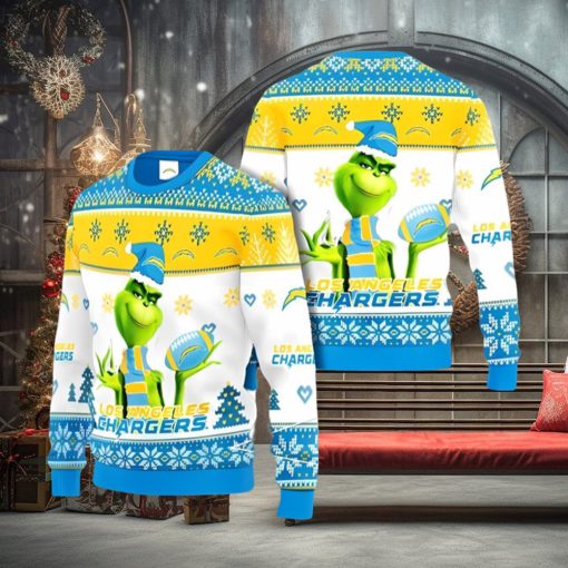 Los Angeles Chargers Grinch Ugly Christmas Sweater Xmas 3D Printed Christmas Sweater Gift