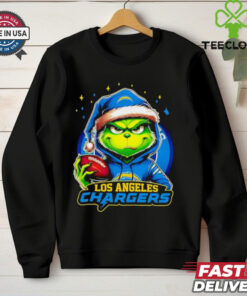 Los Angeles Chargers Grinch wearing Santa hat Christmas 2024 shirt