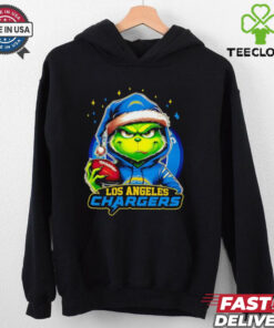 Los Angeles Chargers Grinch wearing Santa hat Christmas 2024 shirt