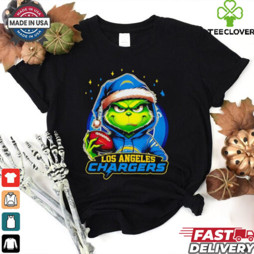 Los Angeles Chargers Grinch wearing Santa hat Christmas 2024 shirt