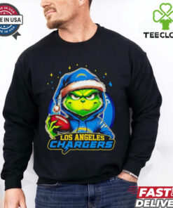 Los Angeles Chargers Grinch wearing Santa hat Christmas 2024 shirt
