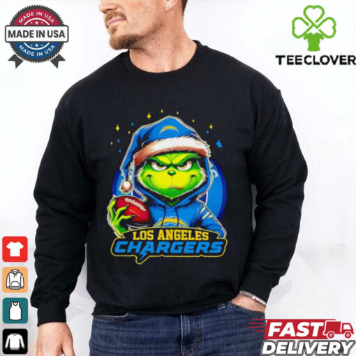 Los Angeles Chargers Grinch wearing Santa hat Christmas 2024 shirt