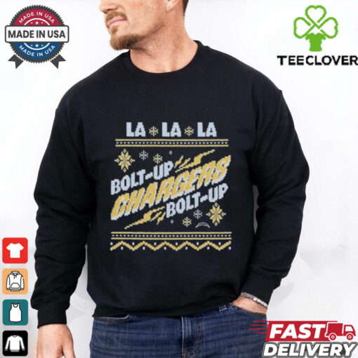 Los Angeles Chargers La La La Bolt Up Ugly Holiday Christmas T shirts