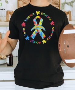 Los Angeles Chargers Love Support Educate Advocate Accept Autism Awareness Shirt