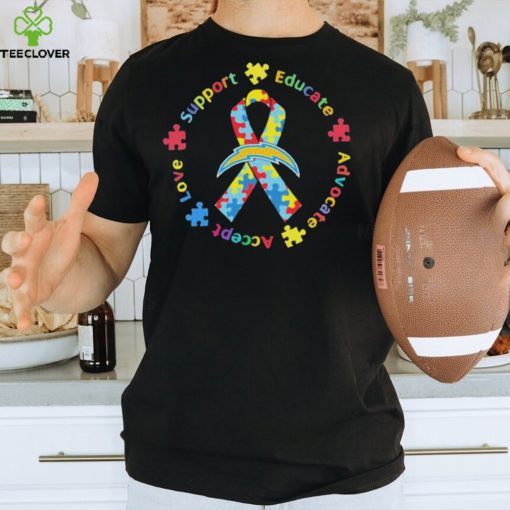 Los Angeles Chargers Love Support Educate Advocate Accept Autism Awareness Shirt