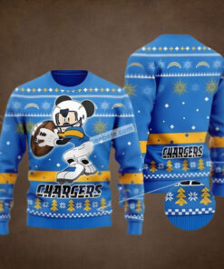 Los Angeles Chargers Mickey Mouse Blue Plus Size Ugly Christmas Sweater