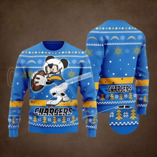 Los Angeles Chargers Mickey Mouse Blue Plus Size Ugly Christmas Sweater