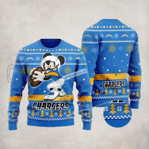 Los Angeles Chargers Mickey Mouse Blue Plus Size Ugly Christmas Sweater