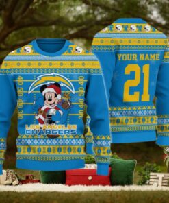 Los Angeles Chargers Mickey Mouse Santa Ugly Christmas Sweater