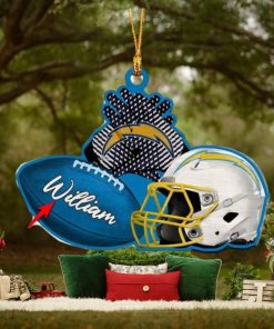 Los Angeles Chargers NFL Custom Name Rugby Ball Helmet Custom Shape Christmas Ornament