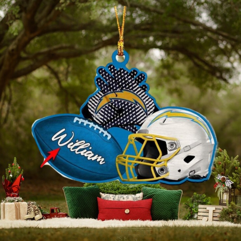 Los Angeles Chargers NFL Custom Name Rugby Ball Helmet Custom Shape Christmas Ornament Los Angeles Chargers NFL Custom Name Rugby Ball Helmet Custom Shape Christmas Ornament