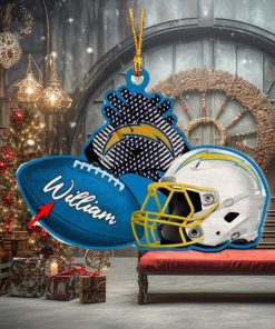 Los Angeles Chargers NFL Custom Name Rugby Ball Helmet Custom Shape Christmas Ornament