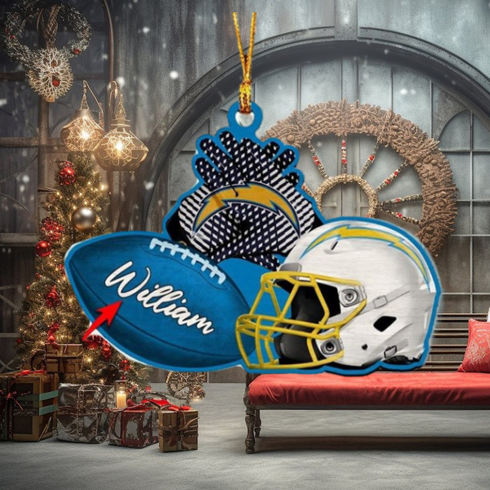 Los Angeles Chargers NFL Custom Name Rugby Ball Helmet Custom Shape Christmas Ornament Los Angeles Chargers NFL Custom Name Rugby Ball Helmet Custom Shape Christmas Ornament