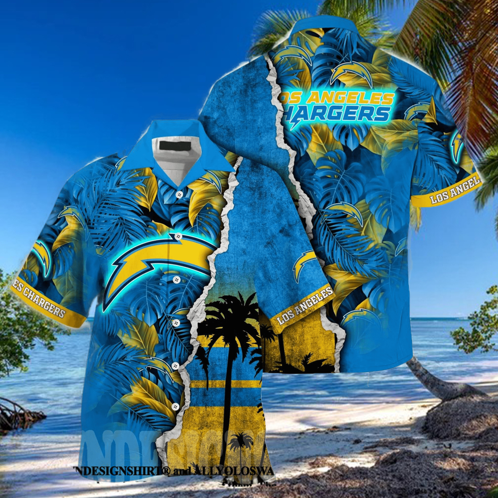 Los Angeles Chargers NFL Flower All Over Print Unisex Hawaiian Shirt Los Angeles Chargers NFL Flower All Over Print Unisex Hawaiian Shirt