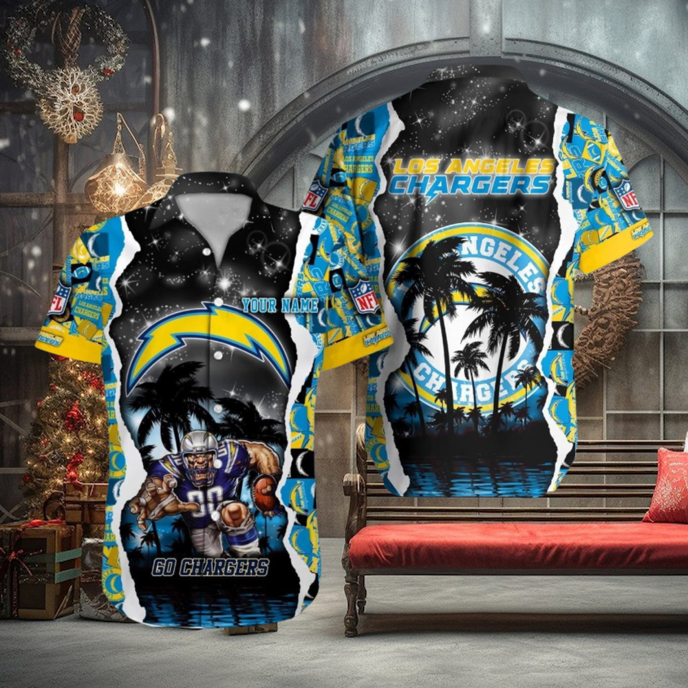 Los Angeles Chargers NFL Hawaiian Shirt Custom Name 3D All Over Printed Hawaii Shirt Los Angeles Chargers NFL Hawaiian Shirt Custom Name 3D All Over Printed Hawaii Shirt