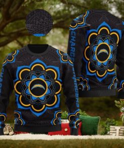 Los Angeles Chargers NFL Mandala Logo Knitted Christmas Sweater AOP Holiday
