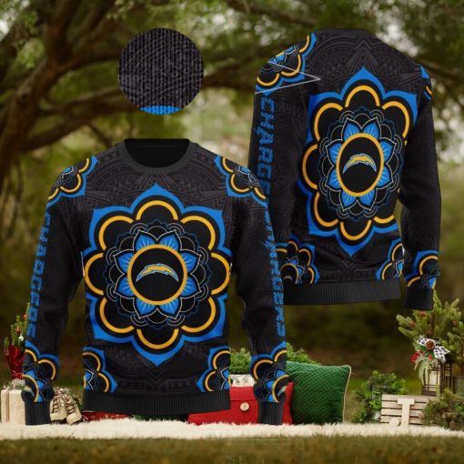 Los Angeles Chargers NFL Mandala Logo Knitted Christmas Sweater AOP Holiday