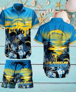 Los Angeles Chargers NFL SAS Tropical Pattern Tropical Summer Beach Team Hawaiian Shirt And Short For Mem Women Gift
