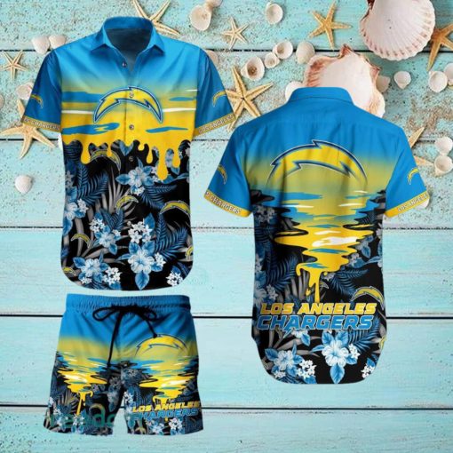 Los Angeles Chargers NFL SAS Tropical Pattern Tropical Summer Beach Team Hawaiian Shirt And Short For Mem Women Gift
