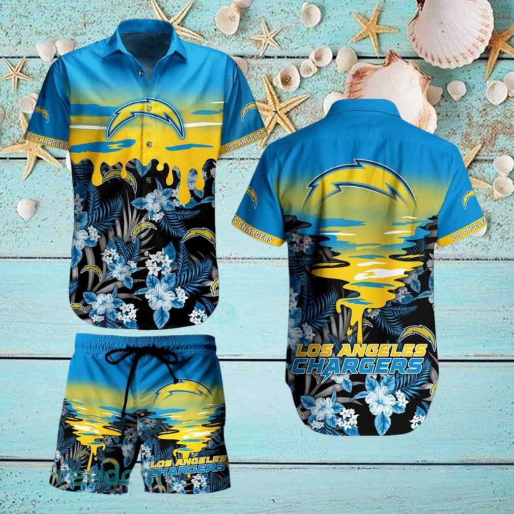 Los Angeles Chargers NFL SAS Tropical Pattern Tropical Summer Beach Team Hawaiian Shirt And Short For Mem Women Gift Los Angeles Chargers NFL SAS Tropical Pattern Tropical Summer Beach Team Hawaiian Shirt And Short For Mem Women Gift