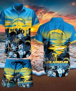 Los Angeles Chargers NFL SAS Tropical Pattern Tropical Summer Beach Team Hawaiian Shirt And Short For Mem Women Gift