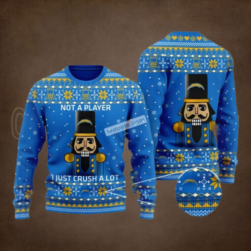 Los Angeles Chargers Not A Player I Just Crush Alot Blue Ugly Sweater Christmas Party