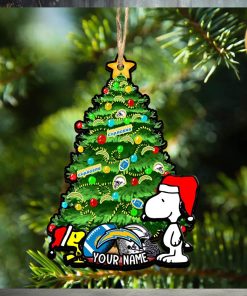 Los Angeles Chargers Personalized Your Name Snoopy And Peanut Ornament Christmas Gifts For NFL Fans SP161023146ID03