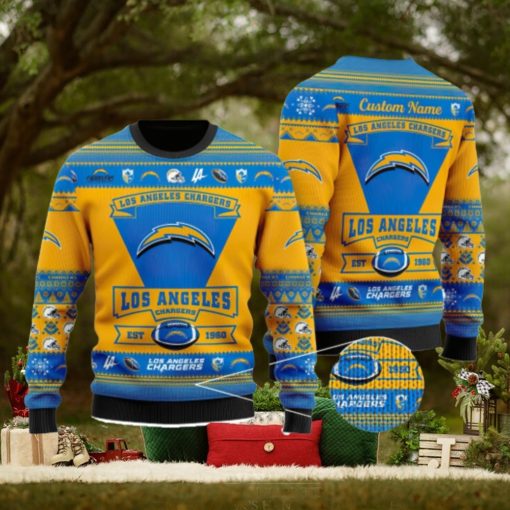 Los Angeles Chargers Team Custom Name Ugly Christmas Sweater For Men And Women Sport Gift
