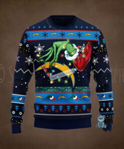 Los Angeles Chargers The Grinch Hand Blue Best Christmas Ugly Sweaters