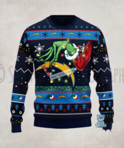 Los Angeles Chargers The Grinch Hand Blue Best Christmas Ugly Sweaters