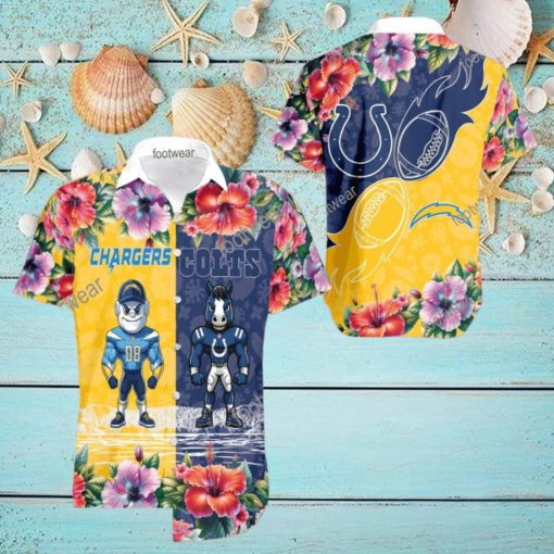 Los Angeles Chargers VS NFL Indianapolis Colts Mascot Luxury 3D Hawaiian Shirt For Summer