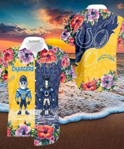 Los Angeles Chargers VS NFL Indianapolis Colts Mascot Luxury 3D Hawaiian Shirt For Summer