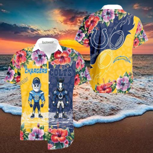 Los Angeles Chargers VS NFL Indianapolis Colts Mascot Luxury 3D Hawaiian Shirt For Summer