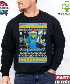 Los Angeles Chargers X Grinch Christmas with Super Bowl Trophy ugly Christmas shirt