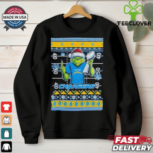 Los Angeles Chargers X Grinch Christmas with Super Bowl Trophy ugly Christmas shirt