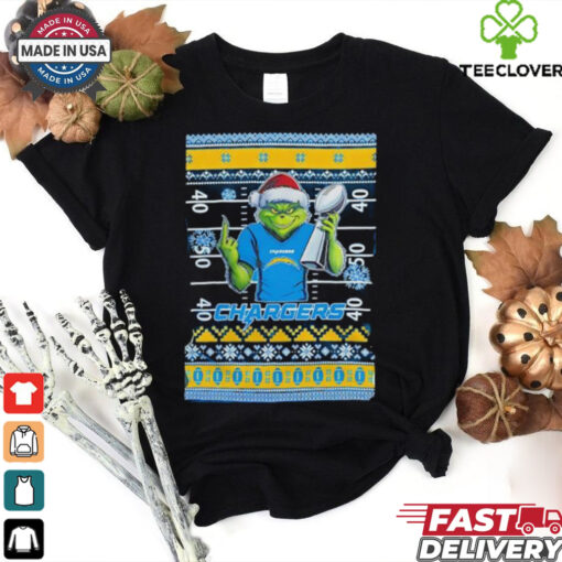 Los Angeles Chargers X Grinch Christmas with Super Bowl Trophy ugly Christmas shirt